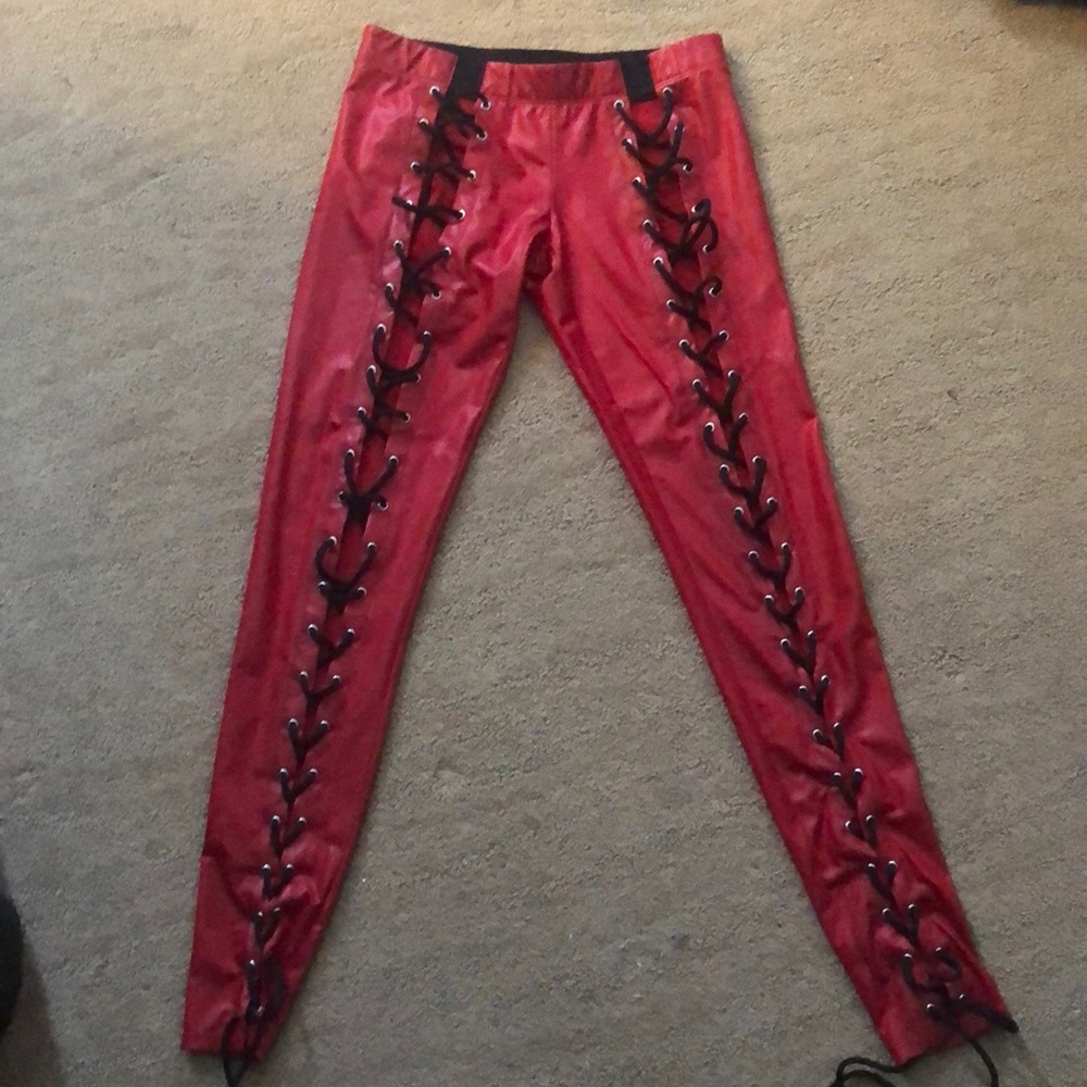 Current mood small pleather lace up pants